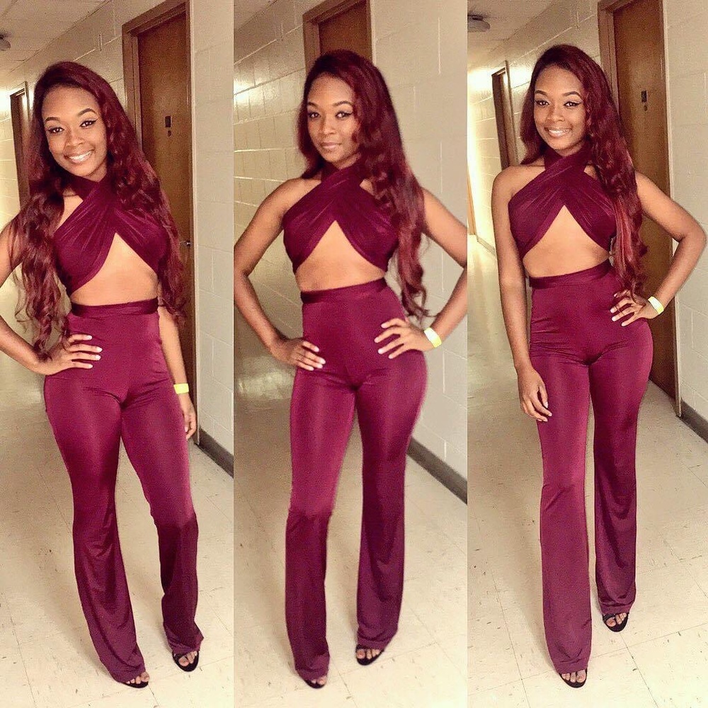 Fashion Nova Burgundy Jumpsuit